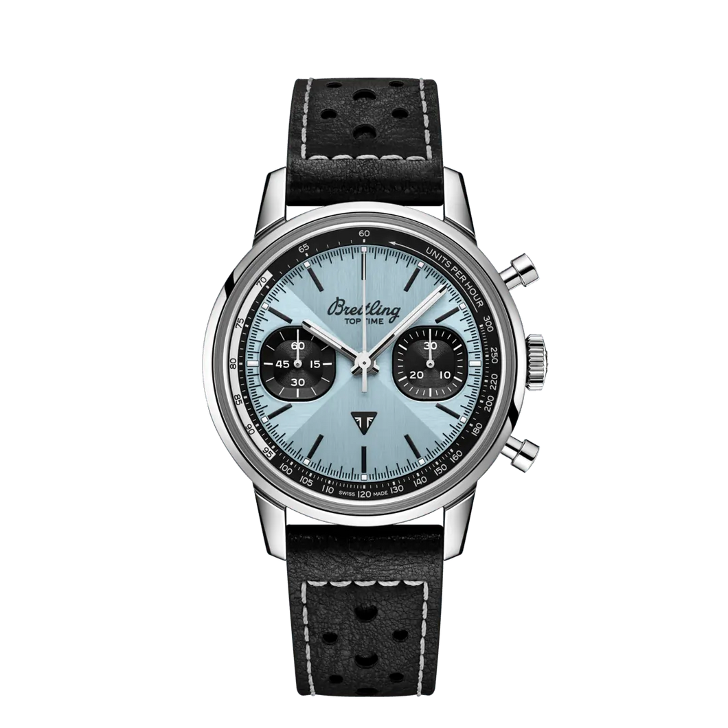 Breitling Top Time Triumph 41MM in Stainless Steel with Ice Blue Dial with Calfskin Leather