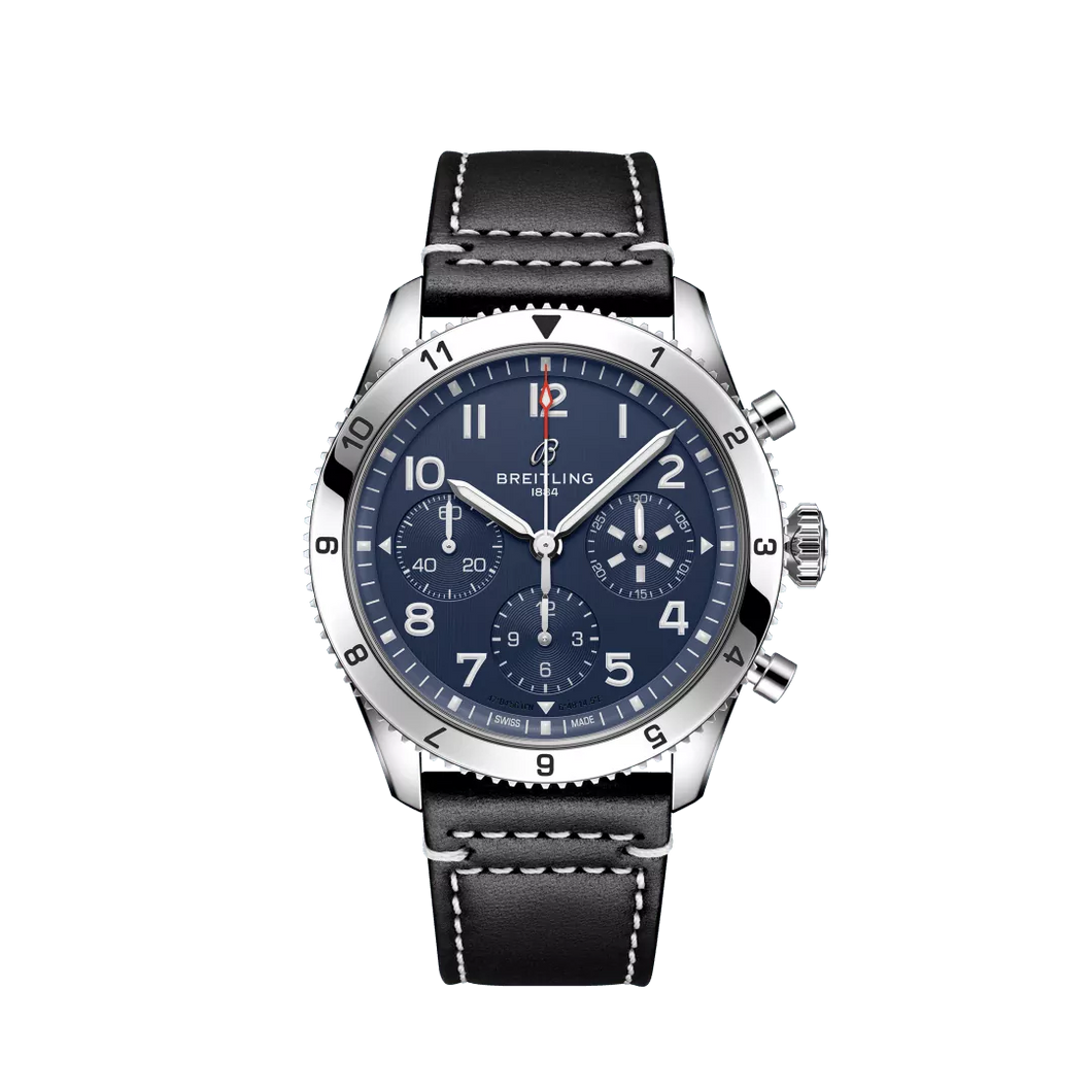 Breitling Classic Avi Chronograph 42MM Tribute to Vought F4U Corsair on a Black Leather Strap