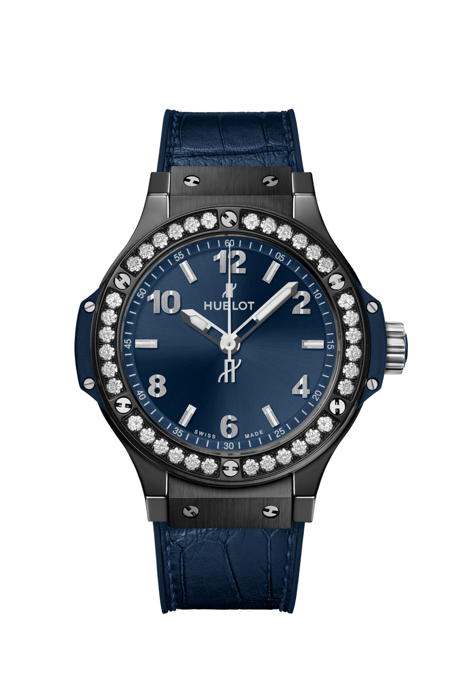 Hublot Classic Fusion with Blue Dial in Black Ceramic with Diamond Bezel 38mm