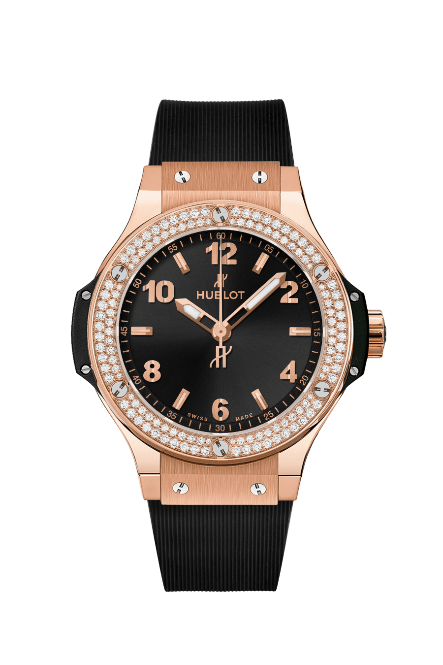 Hublot Big Bang with Black Dial in Rose Gold with Diamond Bezel 38mm