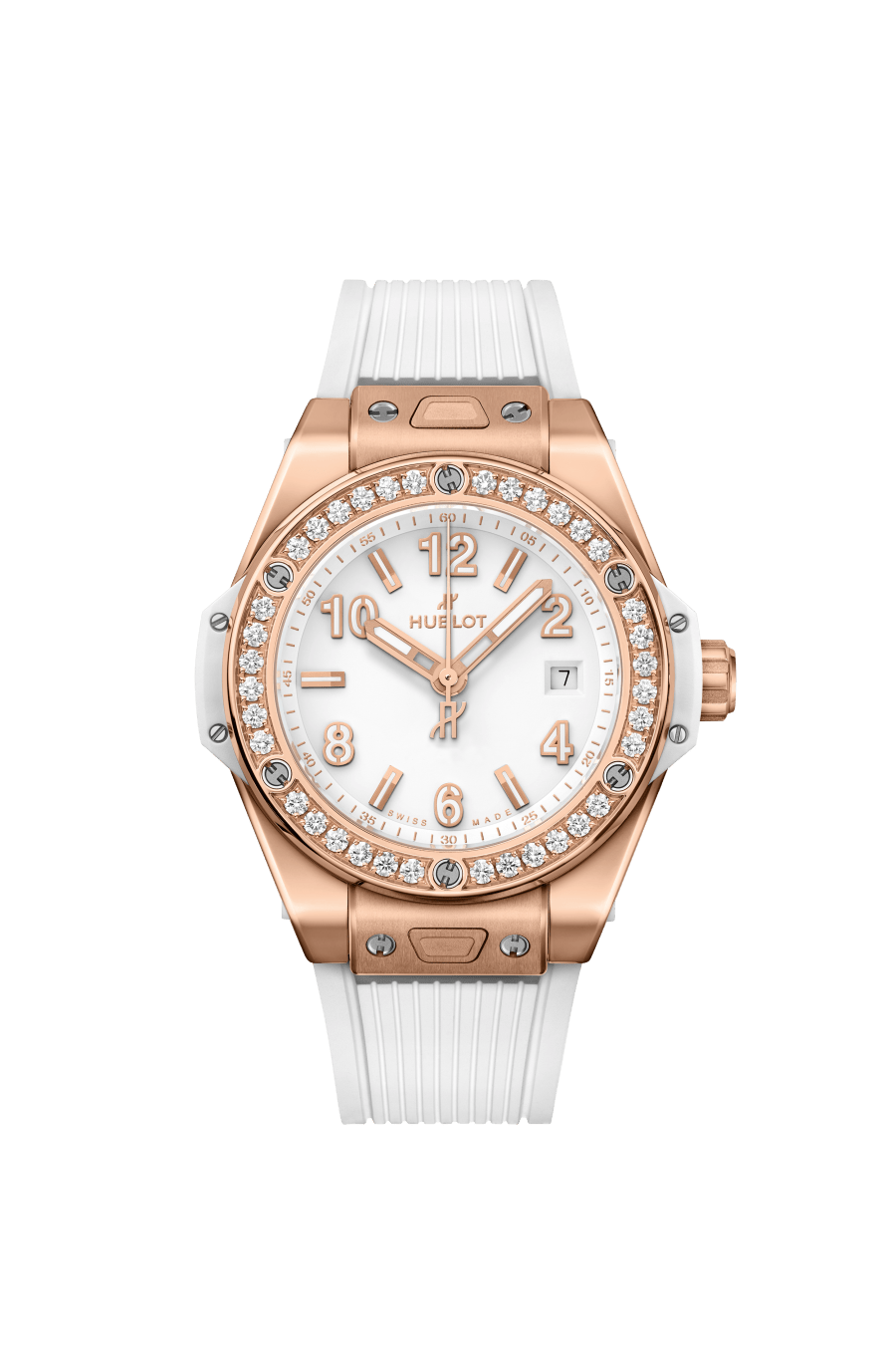 Hublot Big Bang One Click with White Dial in Rose Gold with Diamond Bezel 33mm