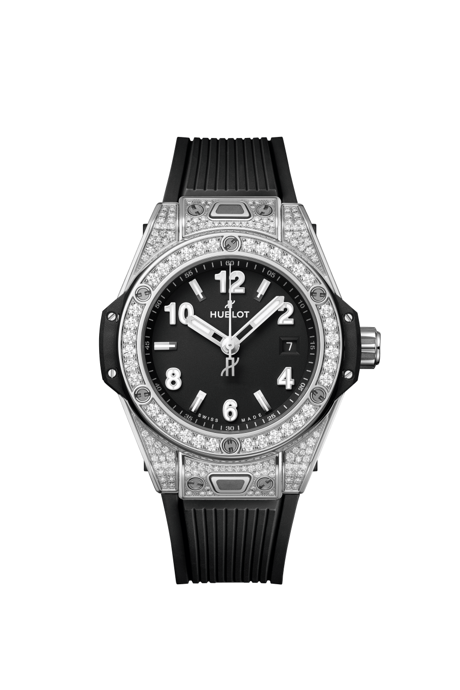 Hublot Big Bang One Click with Black Dial in Stainless Steel Pave 33mm
