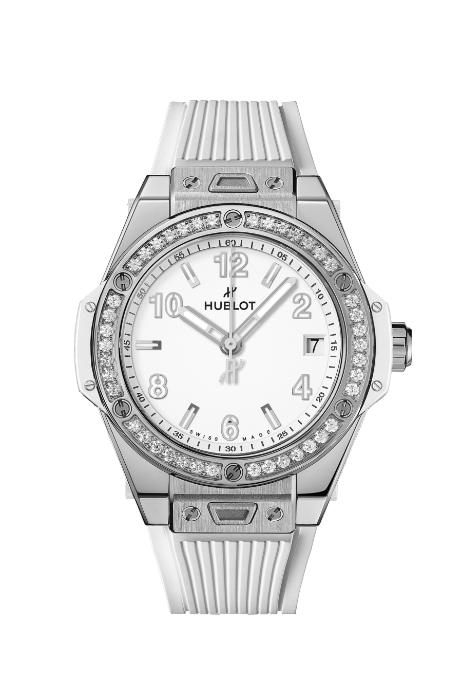 Hublot Big Bang One Click with White Dial in Stainless Steel with Diamond Bezel 39mm
