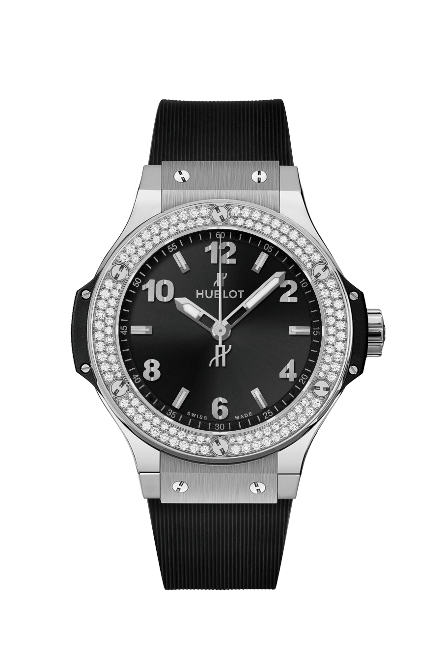 Hublot Big Bang with Black Dial in Stainless Steel with Diamond Bezel 38mm