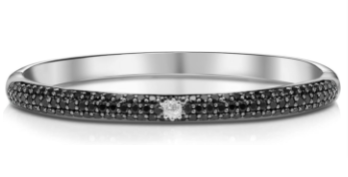 Sterling Silver & 14K Gold Crown of Light Diamond & Sapphire/Ruby 'Stackable' Bangle Collection - Medium
