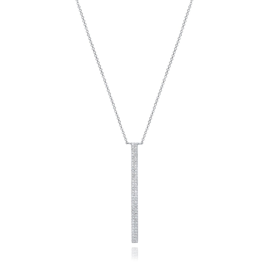 Double Row Diamond Bar Necklace set in 14k White Gold