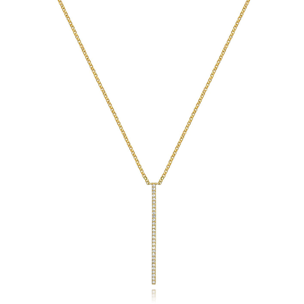 Diamond Bar Necklace set in 14k Yellow Gold