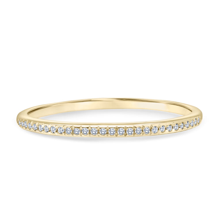 Slim Stackable Diamond Ring set in 14k Yellow Gold