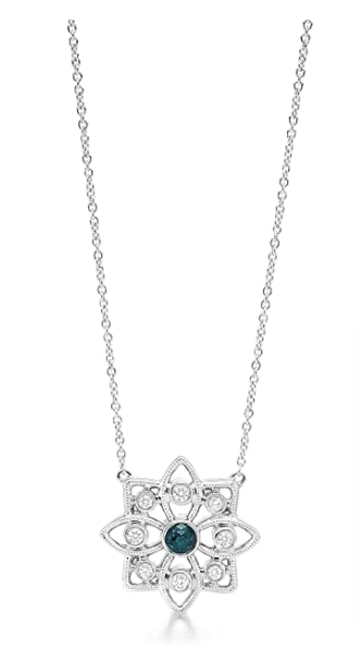 14K White Gold Diamond Snowflake Pendant (.09ct Crown of Light Blue Diamond, I1 Clarity & .08ctw Diamond I-J Color, SI3-I1