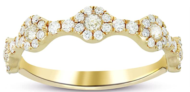 14K Gold Five-Station Crown of Light Diamond Ring