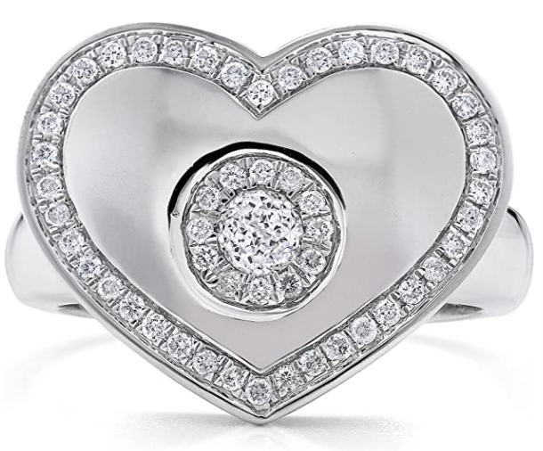 Sterling Silver Diamond Heart Ring