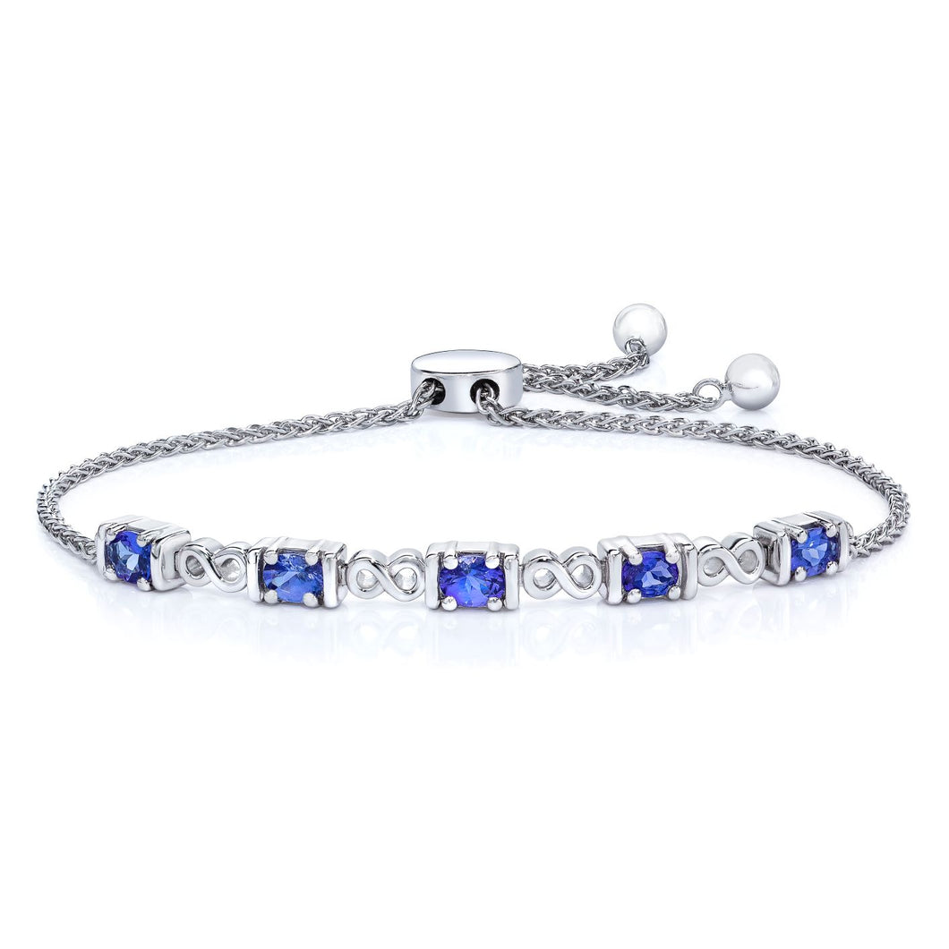 Oval Shaped Tanzanite Bolo Bracelet set in 925 Silver