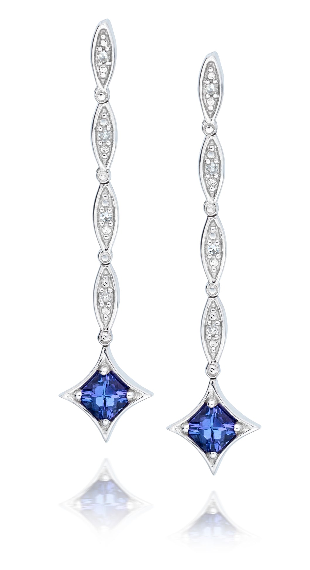 Convertible Tanzanite & Diamond Earrings set in 925 Silver
