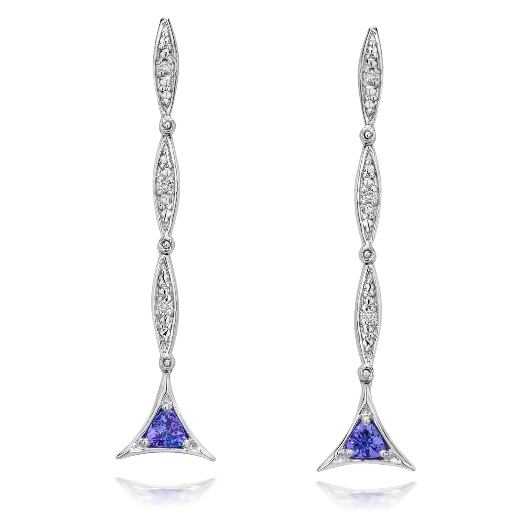 Convertible Tanzanite & Diamond Earrings set in 925 Silver