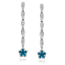 Load image into Gallery viewer, Convertible Blue &amp; White Diamond Earrings set in 925 Silver
