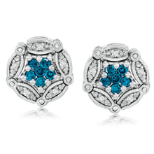 Load image into Gallery viewer, Convertible Blue &amp; White Diamond Earrings set in 925 Silver
