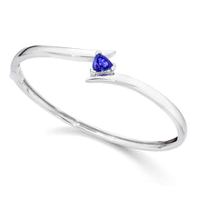 Load image into Gallery viewer, Trillion Shaped Tanzanite Bangle Bracelet set in 925 Silver
