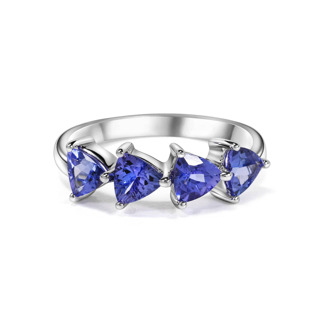 Trillion Shaped Tanzanite Ring set in 925 Silver