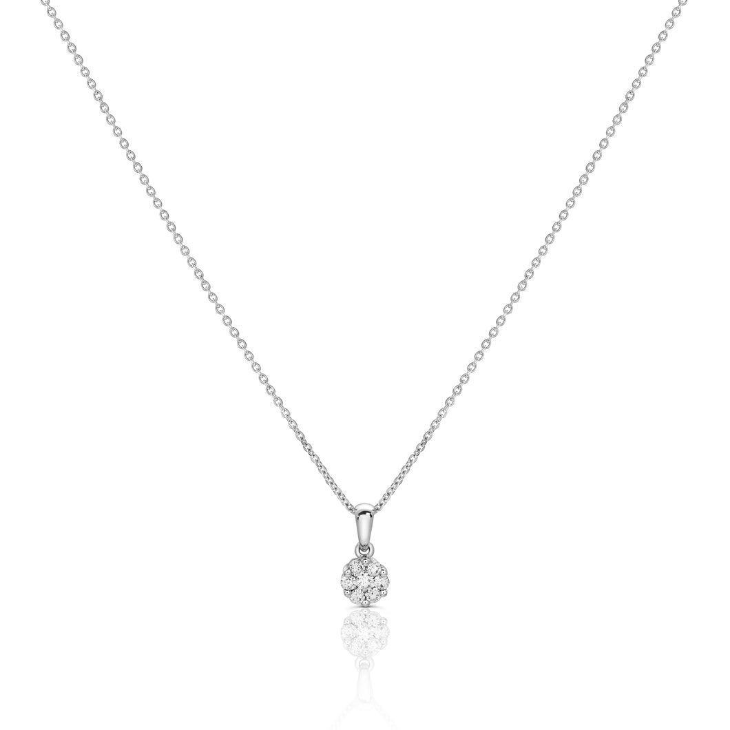 Cluster Diamond Pendant set in 14k White Gold- CHAIN NOT INCLUDED