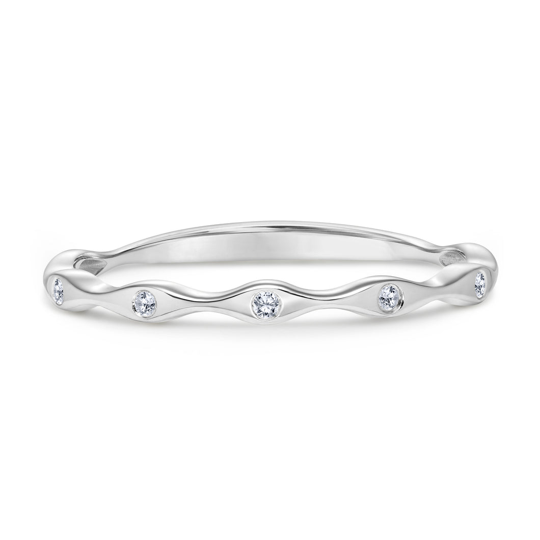 Stackable Diamond Ring set in 14k White Gold