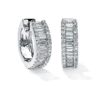Load image into Gallery viewer, Baguette and Round Diamond Earrings set in 14k White Gold
